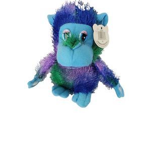 2004 fourstar pals‎ plush monkey multicolored furry fur stuffed animal toy